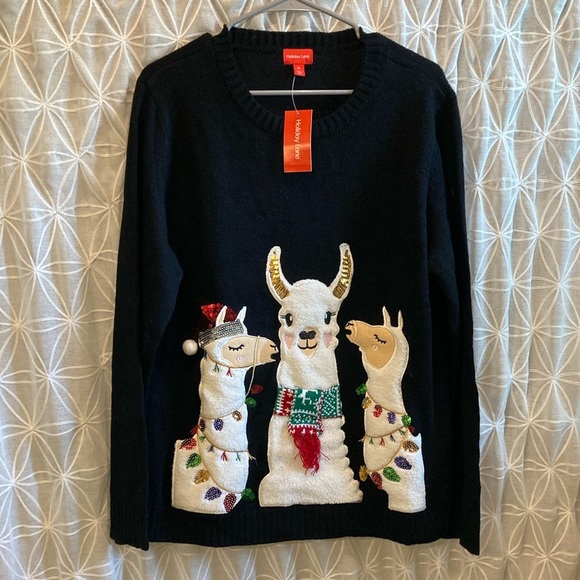 NWT Holiday Lane Holiday Llama Sweater - Picture 1 of 8